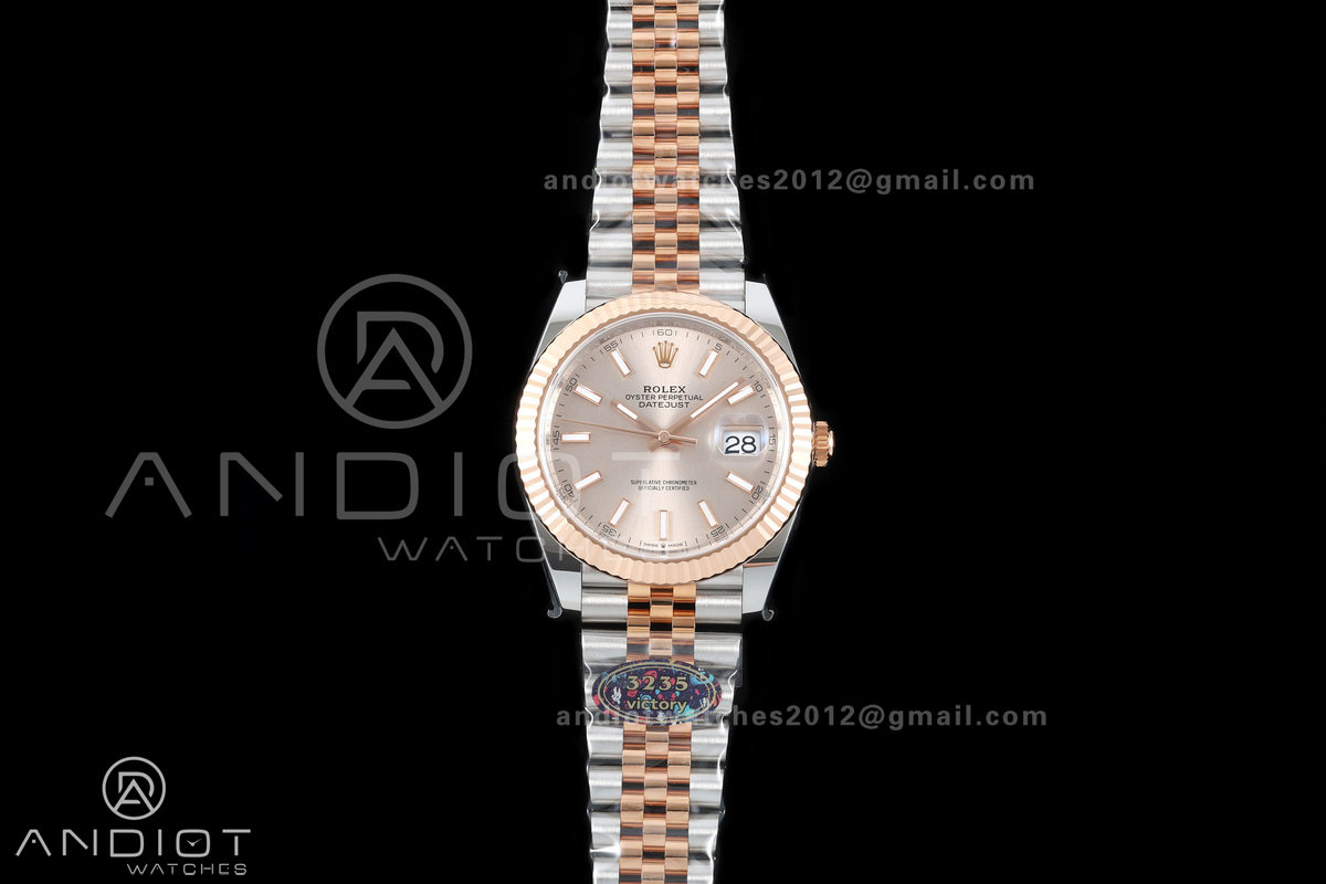 DateJust 41 126331 904L SS/RG VF 1:1 Best Edition RG Stick Dial on Jubilee Bracelet DD3235